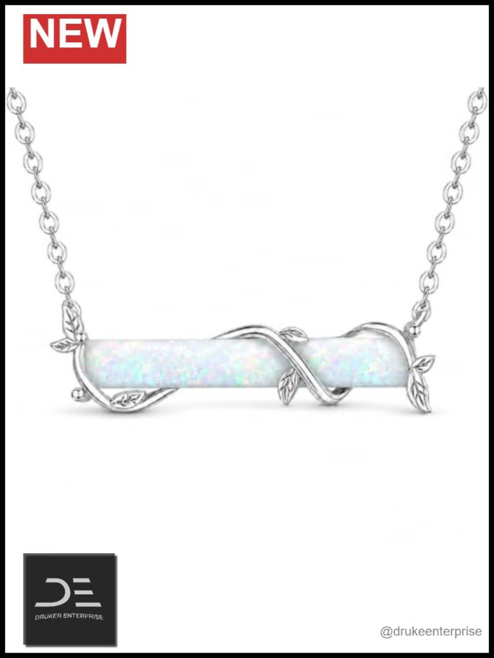 Sterling Silver Opal Bar Necklace 925 Hypoallergenic Jewelry Women